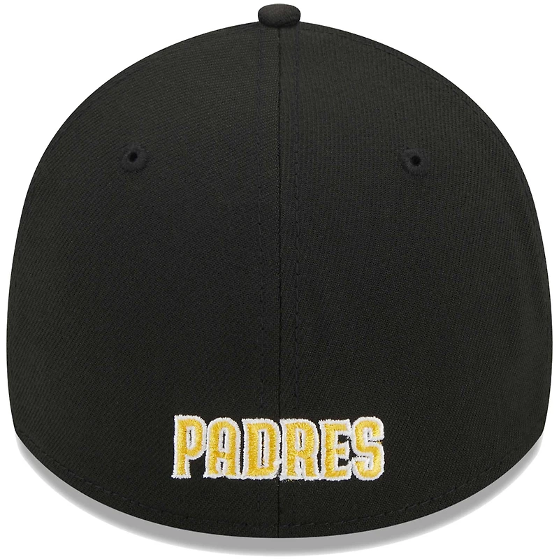 Men's New Era Black San Diego Padres Logo 39THIRTY Flex Hat