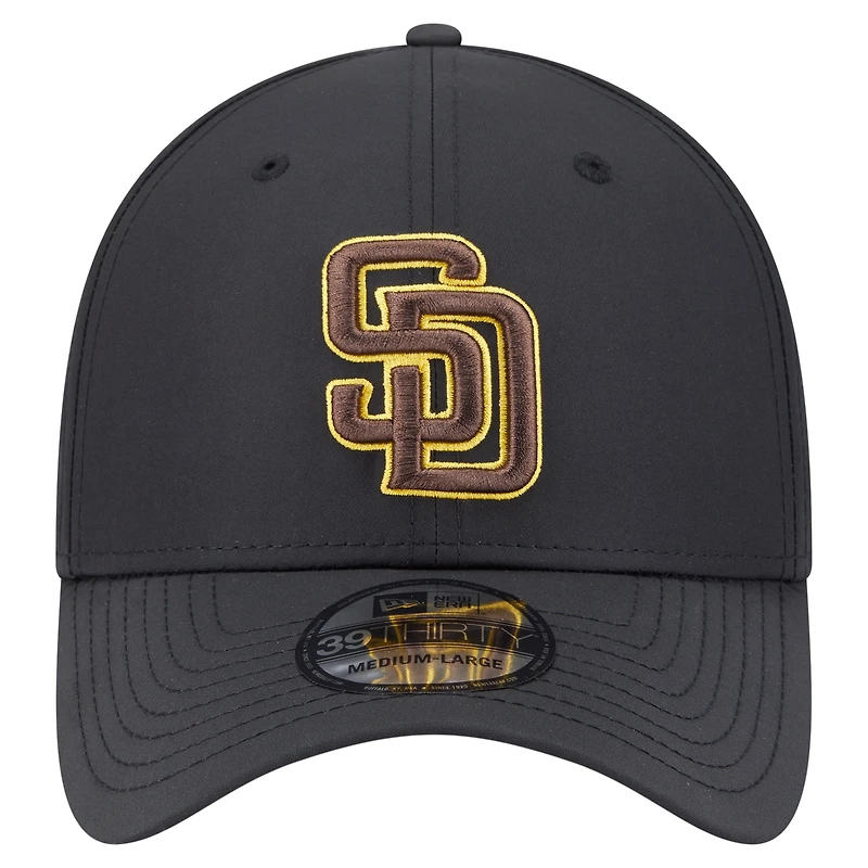 Casquette New Era noire 39THIRTY Flex des Padres de San Diego pour homme