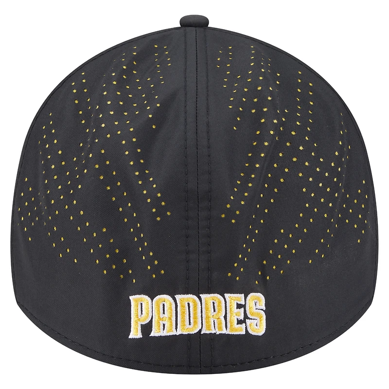 Casquette New Era noire 39THIRTY Flex des Padres de San Diego pour homme
