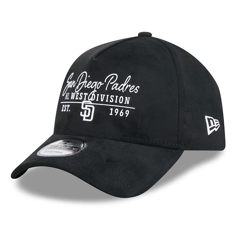 Men's New Era Black San Diego Padres Script Text 9FORTY A-Frame Adjustable Hat