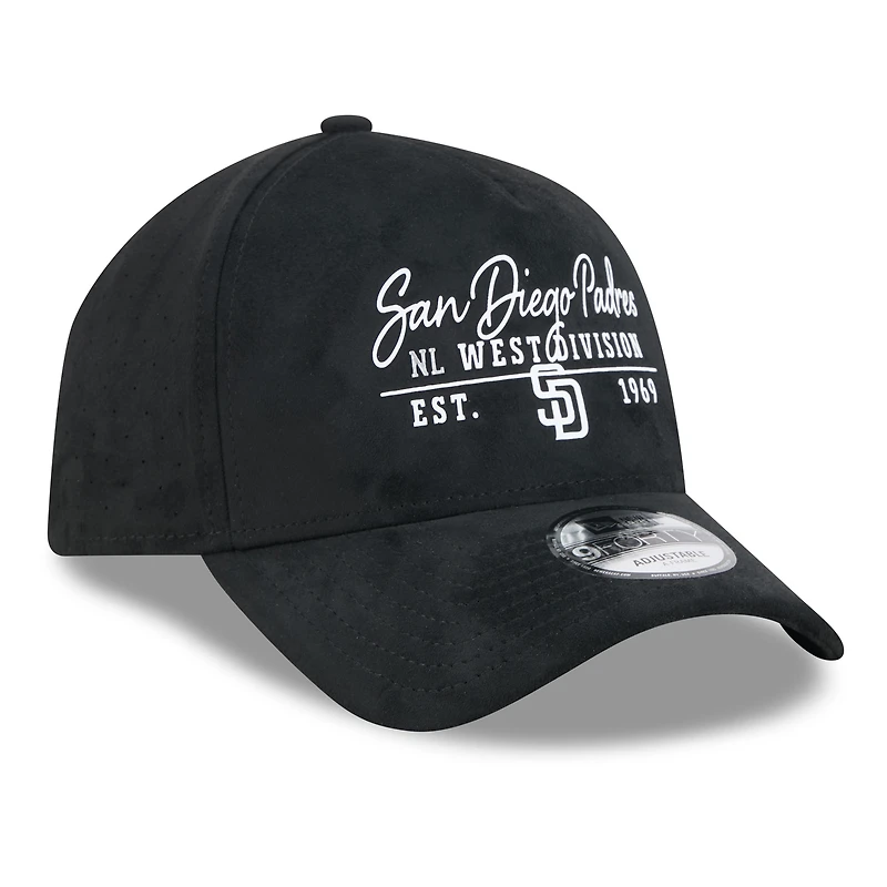 Men's New Era Black San Diego Padres Script Text 9FORTY A-Frame Adjustable Hat