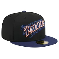 Casquette ajustée 59FIFTY Shadow Stitch noire New Era pour homme avec logo San Diego Padres