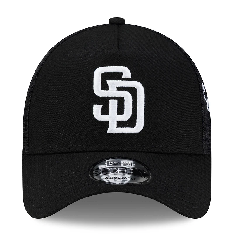 Men's New Era San Diego Padres Side Script 9FORTY A-Frame Trucker Adjustable Hat