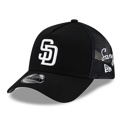 Men's New Era San Diego Padres Side Script 9FORTY A-Frame Trucker Adjustable Hat