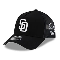 Men's New Era San Diego Padres Side Script 9FORTY A-Frame Trucker Adjustable Hat