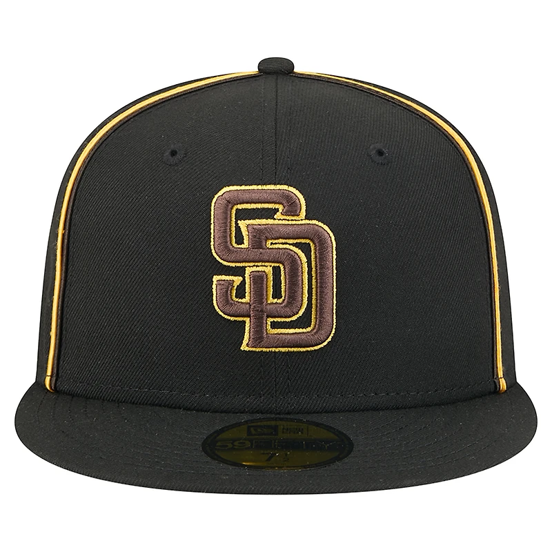 Casquette ajustée 59FIFTY noire New Era pour homme, motif Soutache des Padres de San Diego