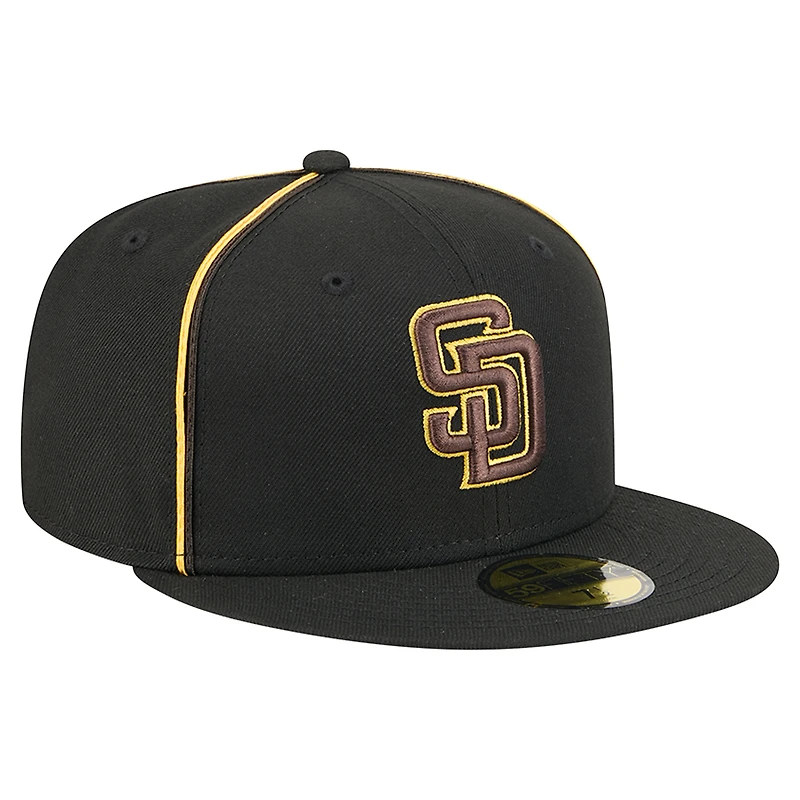 Casquette ajustée 59FIFTY noire New Era pour homme, motif Soutache des Padres de San Diego