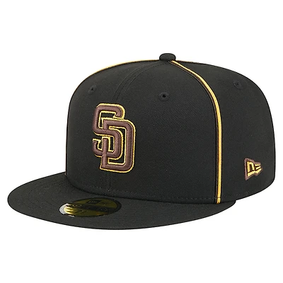 Casquette ajustée 59FIFTY noire New Era pour homme, motif Soutache des Padres de San Diego