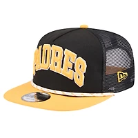Casquette de golfeur en maille arrière New Era pour hommes, noir/or, San Diego Padres Throwback