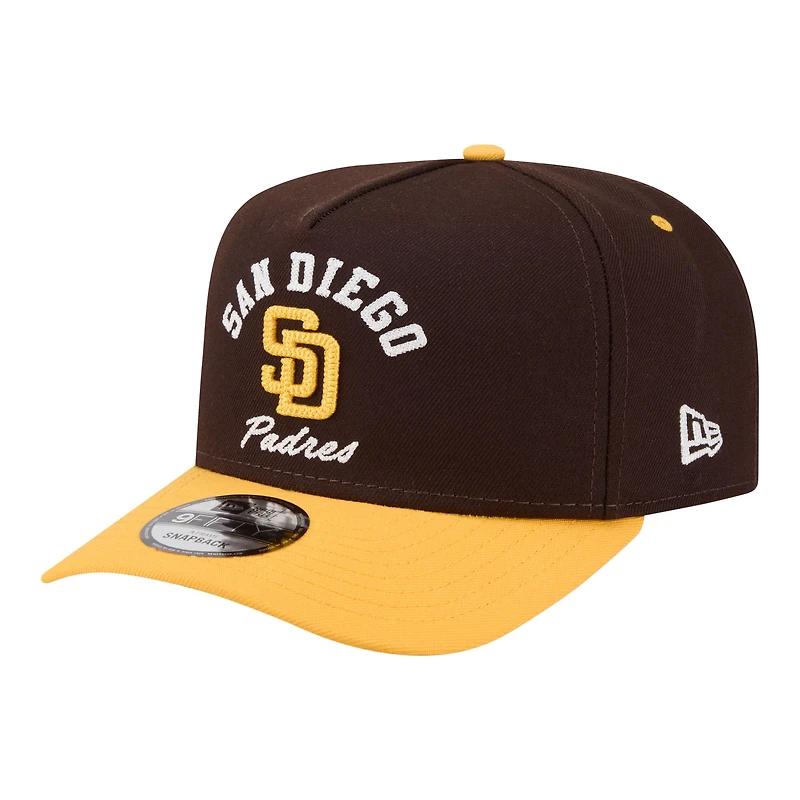 Men's New Era Brown/Gold San Diego Padres Arched A-Frame 9FIFTY Adjustable Hat