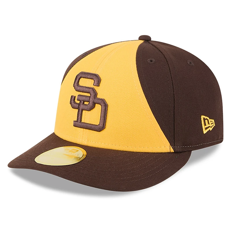 Casquette ajustée à profil bas New Era 59FIFTY marron/or pour homme, édition Temple de la renommée du baseball des Padres San Diego