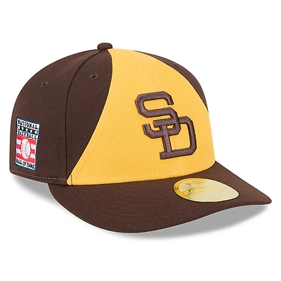 Casquette ajustée à profil bas New Era 59FIFTY marron/or pour homme, édition Temple de la renommée du baseball des Padres San Diego