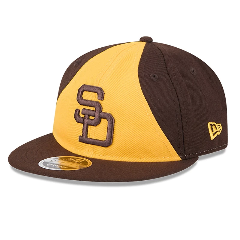 Casquette ajustable New Era marron/doré 9FIFTY pour homme, motif rétro du Temple de la renommée baseball des Padres San Diego