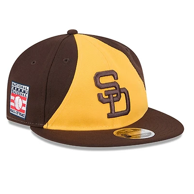 Casquette ajustable New Era marron/doré 9FIFTY pour homme, motif rétro du Temple de la renommée baseball des Padres San Diego