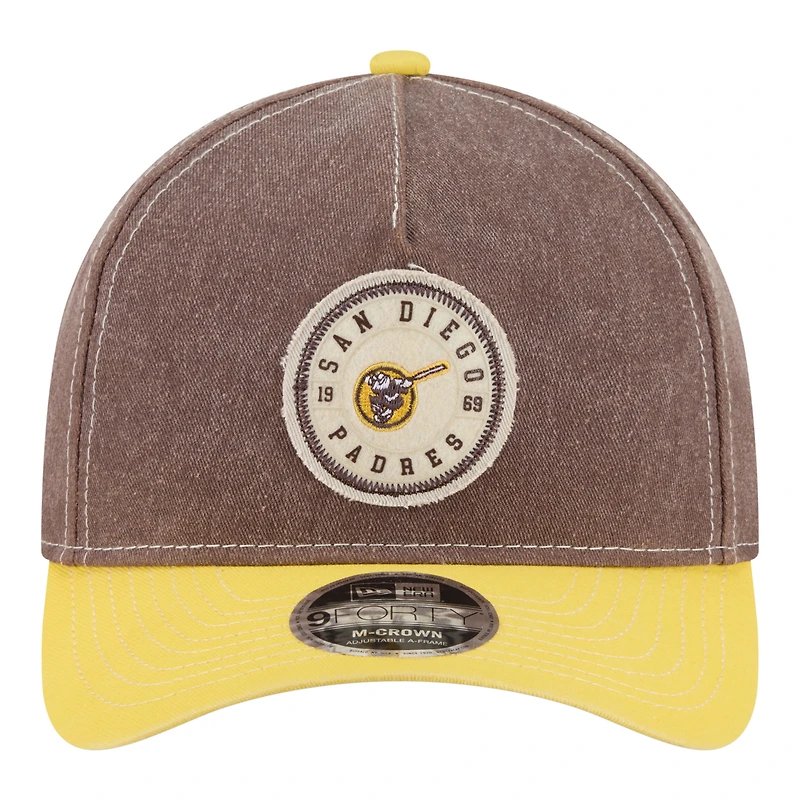 Casquette ajustable New Era marron/or San Diego Padres en feutre M-Crown 9FORTY pour homme