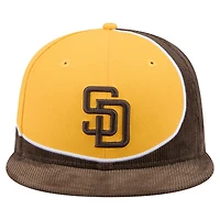 Casquette Snapback en velours côtelé rétro San Diego Padres marron/doré New Era pour homme