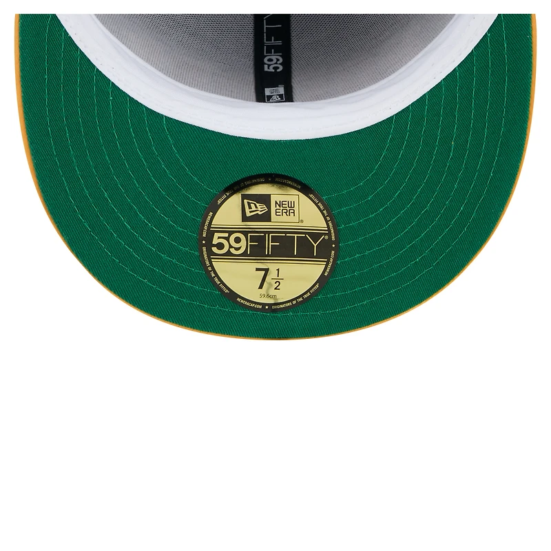 Casquette ajustée New Era 59FIFTY en satin marron/doré pour homme des Padres de San Diego