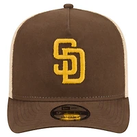 Men's New Era  Brown/Natural San Diego Padres Grained 9FIFTY A-Frame Trucker Adjustable Hat