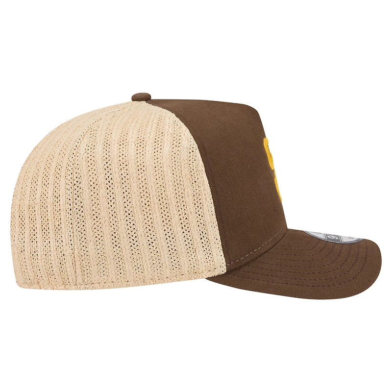 Men's New Era  Brown/Natural San Diego Padres Grained 9FIFTY A-Frame Trucker Adjustable Hat