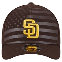 Casquette ajustable New Era marron 9FORTY M-Crown A-Frame pour homme avec drapeau américain des Padres de San Diego