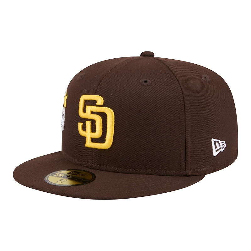 Casquette ajustée New Era 59FIFTY marron pour homme, avec écusson des Padres de San Diego.