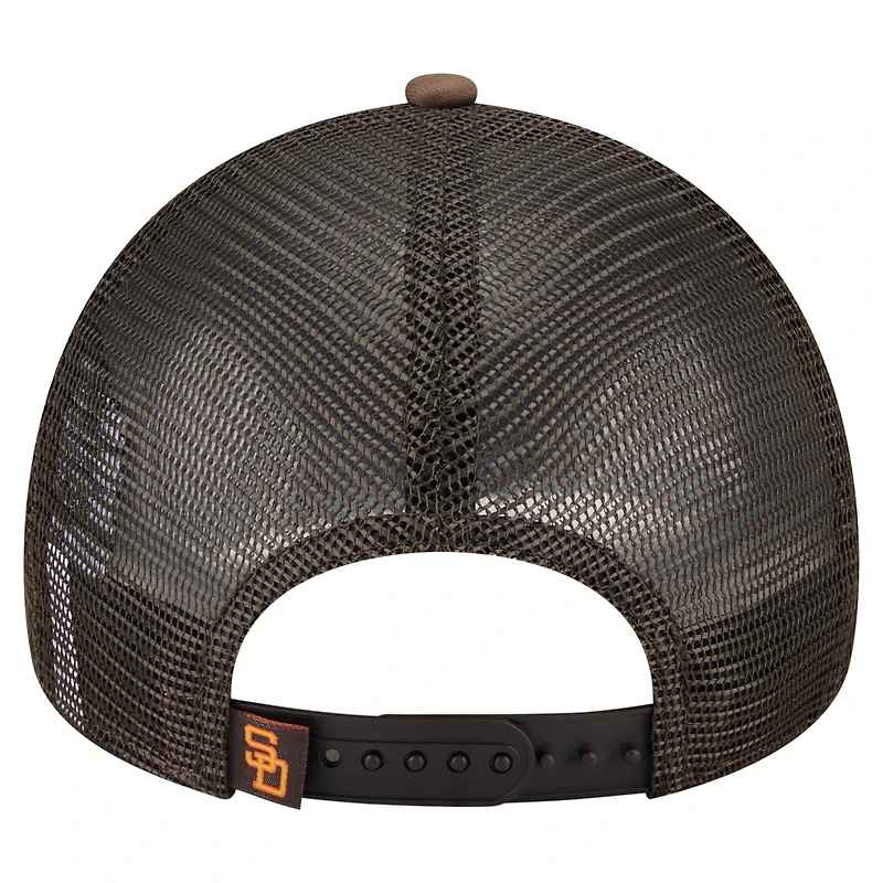 Casquette camionneur ajustable New Era marron San Diego Padres 9FORTY A-Frame pour homme