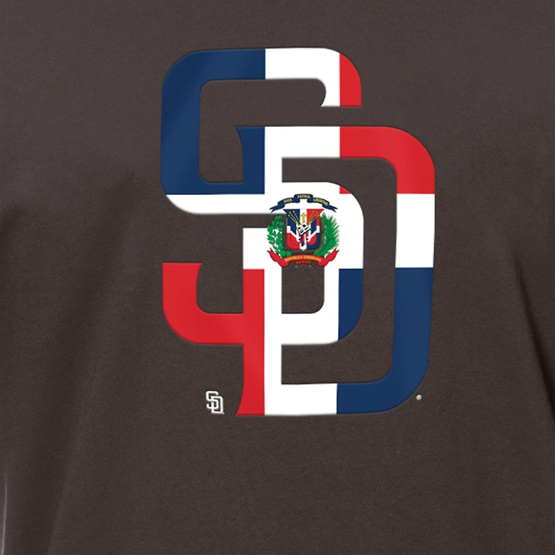 T-shirt marron New Era pour homme avec logo drapeau de la République dominicaine des Padres San Diego