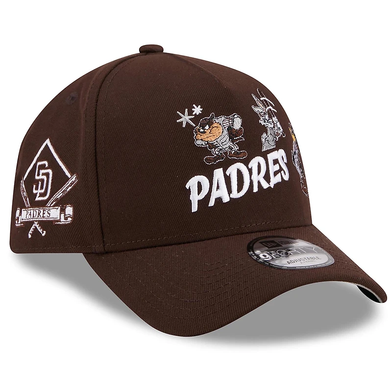 Casquette ajustable New Era marron San Diego Padres Looney Tunes A-Frame 9FORTY pour homme