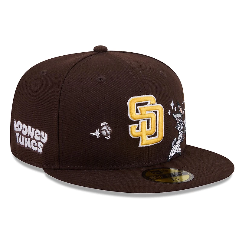 Men's New Era Brown San Diego Padres Looney Tunes Bugs Bunny 59FIFTY Fitted Hat