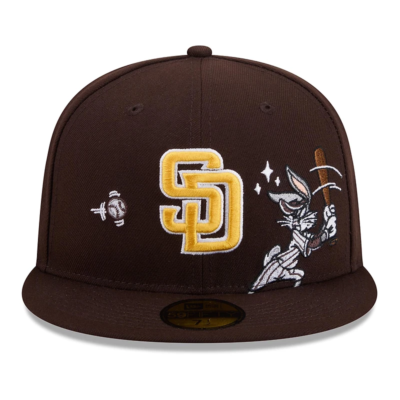 Men's New Era Brown San Diego Padres Looney Tunes Bugs Bunny 59FIFTY Fitted Hat