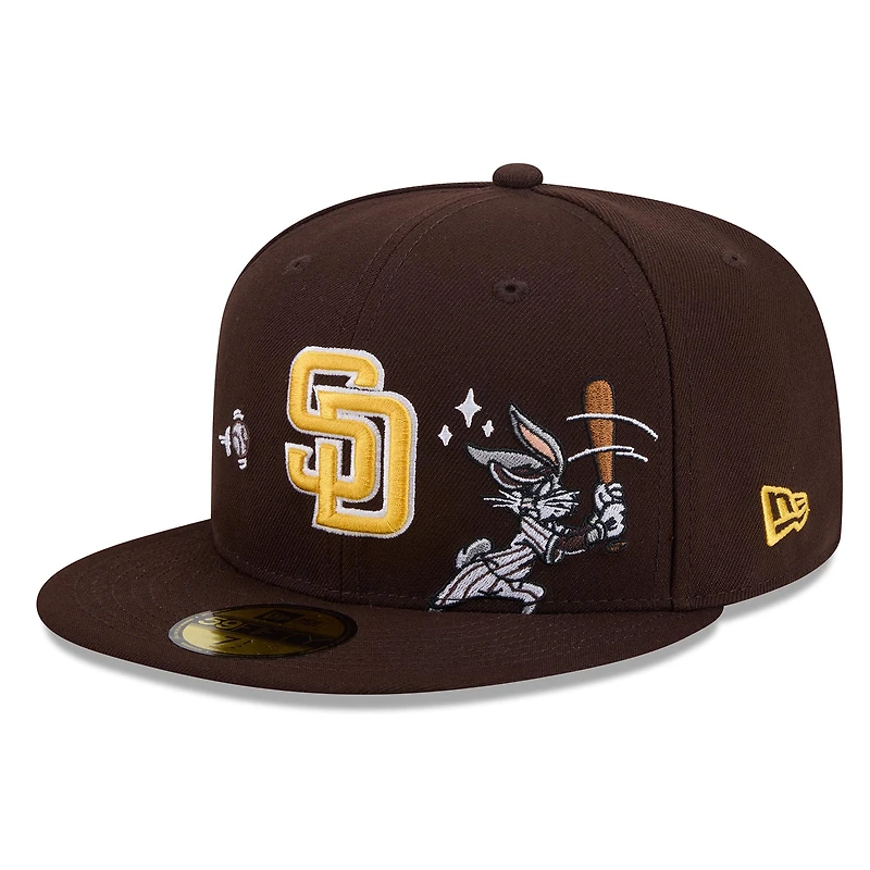 Casquette ajustée New Era 59FIFTY marron pour homme, San Diego Padres, Looney Tunes Bugs Bunny