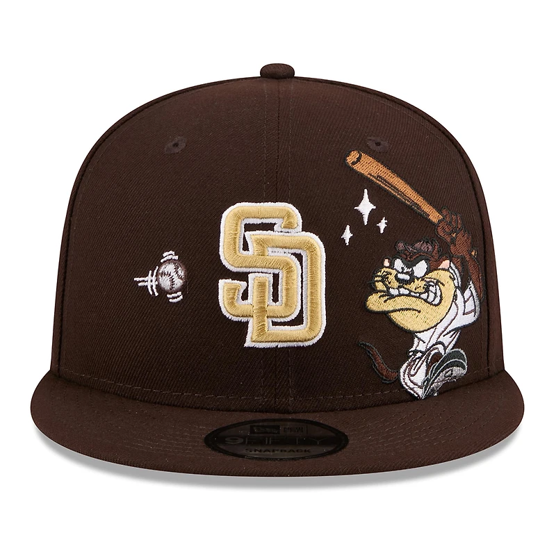 Casquette snapback New Era marron San Diego Padres Looney Tunes Diable de Tasmanie 9FIFTY pour homme