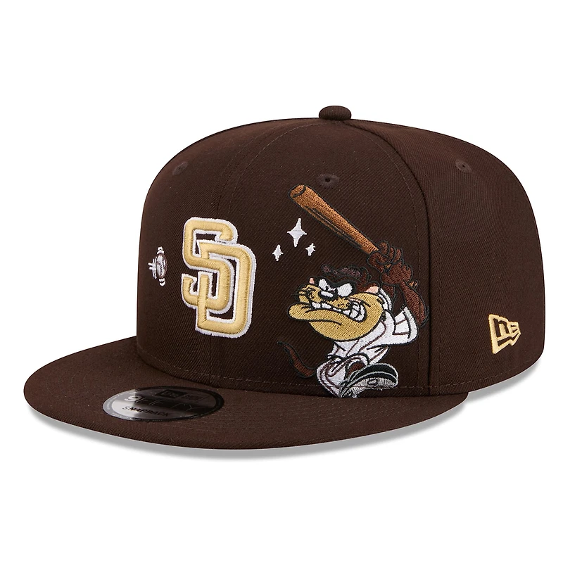 Casquette snapback New Era marron San Diego Padres Looney Tunes Diable de Tasmanie 9FIFTY pour homme
