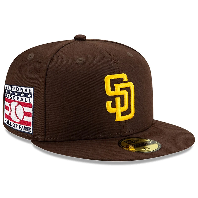 Casquette ajustée 59FIFTY du Temple de la renommée baseball national des San Diego Padres New Era marron pour hommes