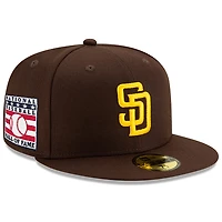 Casquette ajustée 59FIFTY du Temple de la renommée baseball national des San Diego Padres New Era marron pour hommes