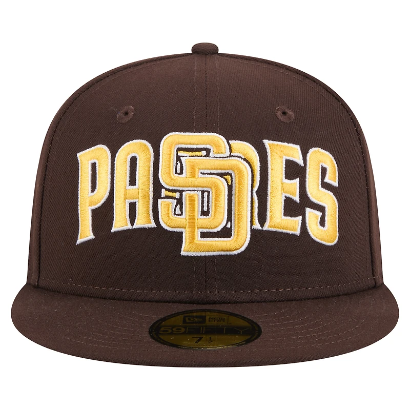 Casquette ajustée Overlap 59FIFTY marron San Diego Padres New Era pour homme