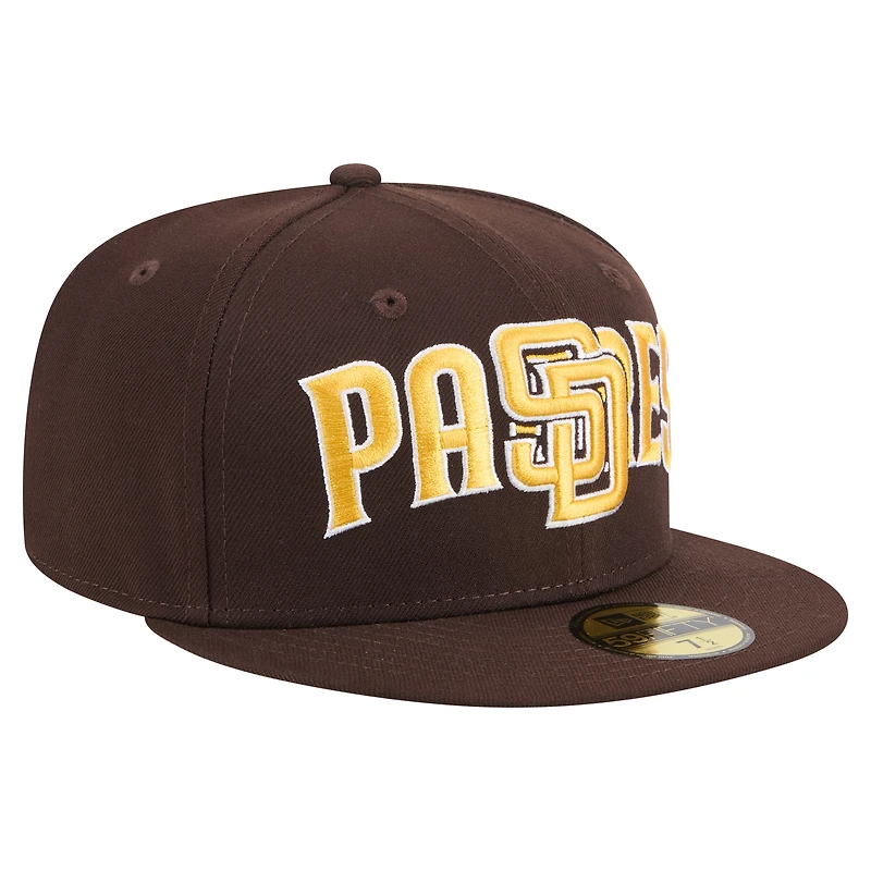 Casquette ajustée Overlap 59FIFTY marron San Diego Padres New Era pour homme