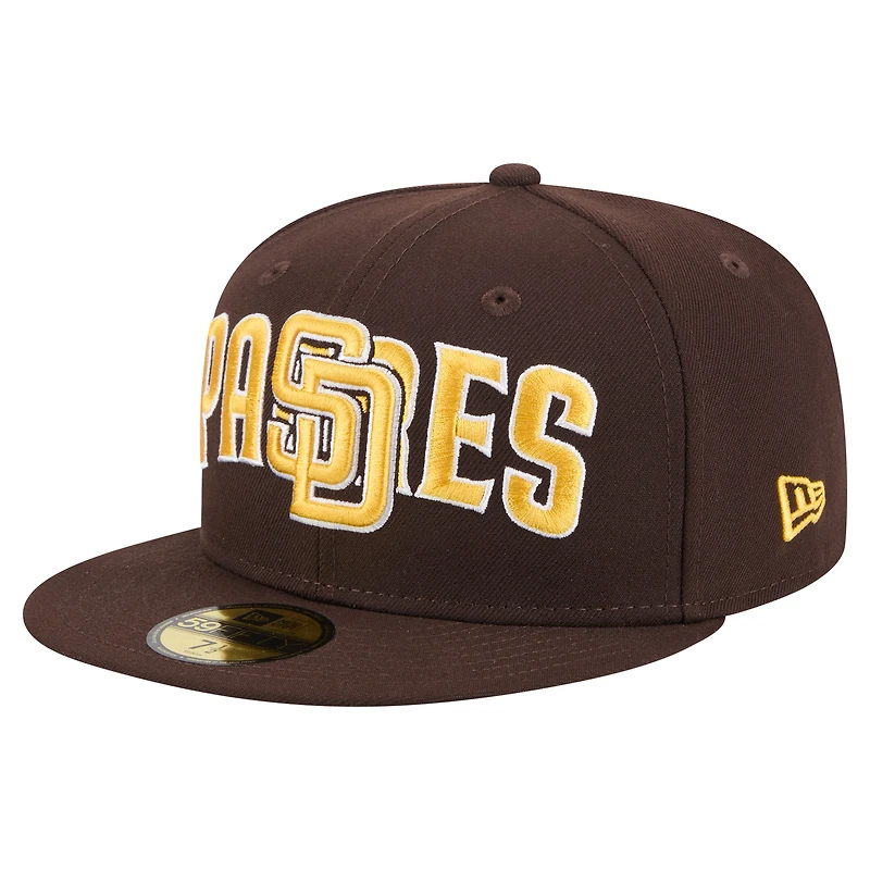 Casquette ajustée Overlap 59FIFTY marron San Diego Padres New Era pour homme