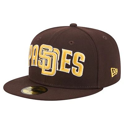 Casquette ajustée Overlap 59FIFTY marron San Diego Padres New Era pour homme