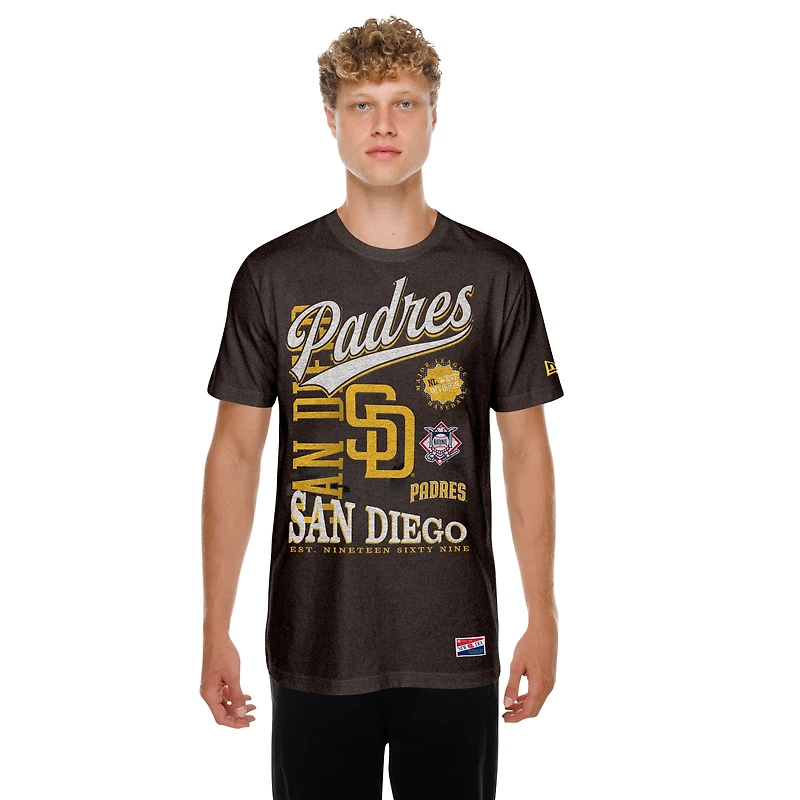 T-shirt New Era marron pour homme, style rétro oversize, à l'effigie des Padres de San Diego
