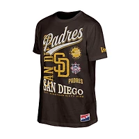 Men's New Era Brown San Diego Padres  Oversized Throwback Distressed T-Shirt