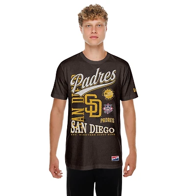 T-shirt New Era marron pour homme, style rétro oversize, à l'effigie des Padres de San Diego