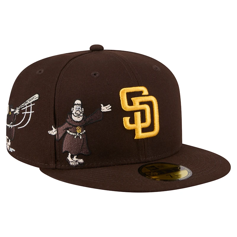 Casquette ajustée New Era marron San Diego Padres Run Mascot 59FIFTY pour homme