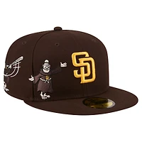 Casquette ajustée New Era marron San Diego Padres Run Mascot 59FIFTY pour homme