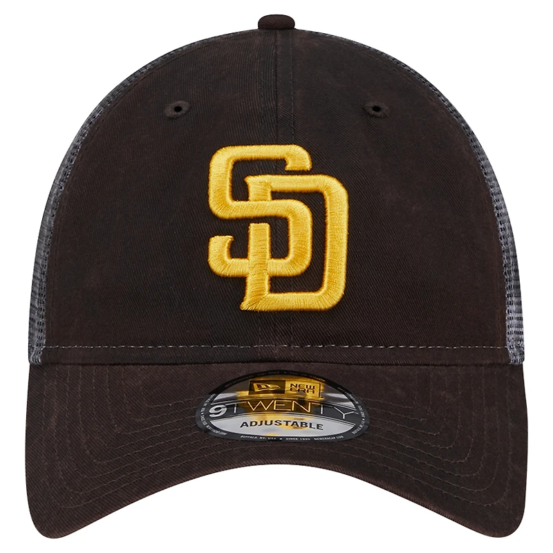 Casquette réglable marron San Diego Padres Team Slick Trucker 9TWENTY New Era pour hommes