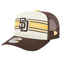 Men's New Era Cream/Brown San Diego Padres Banner A-Frame 9FIFTY Trucker Snapback Hat