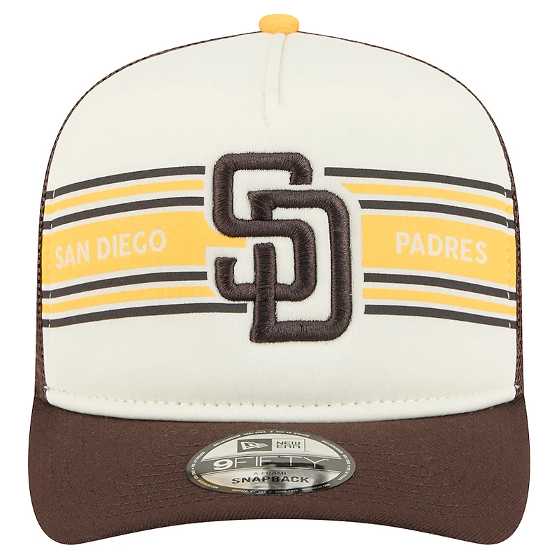 Casquette snapback A-Frame 9FIFTY Trucker pour homme New Era crème/marron des Padres de San Diego