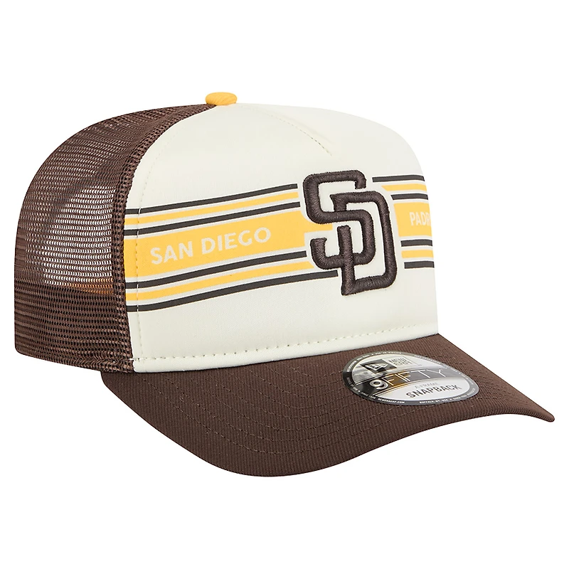 Casquette snapback A-Frame 9FIFTY Trucker pour homme New Era crème/marron des Padres de San Diego