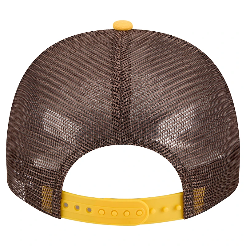 Men's New Era Cream/Brown San Diego Padres Banner A-Frame 9FIFTY Trucker Snapback Hat