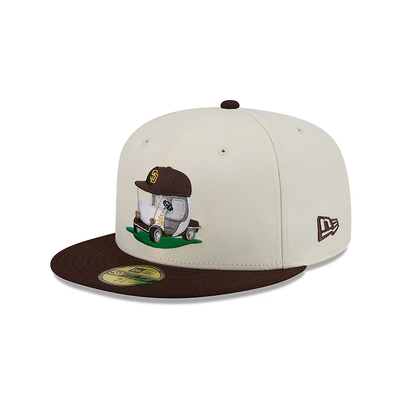 Men's New Era Cream/Brown San Diego Padres Bullpen Cart 59FIFTY Fitted Hat